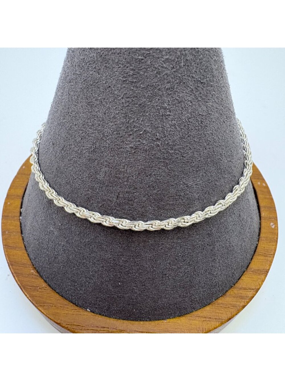 Twist Rope Chain Bracelet Lobster Clasp Sterling Silver 925 Size 7.5" Length